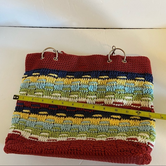 Cato Multi Color Crochet Style Shoulder Bag Purse - Picture 8 of 9